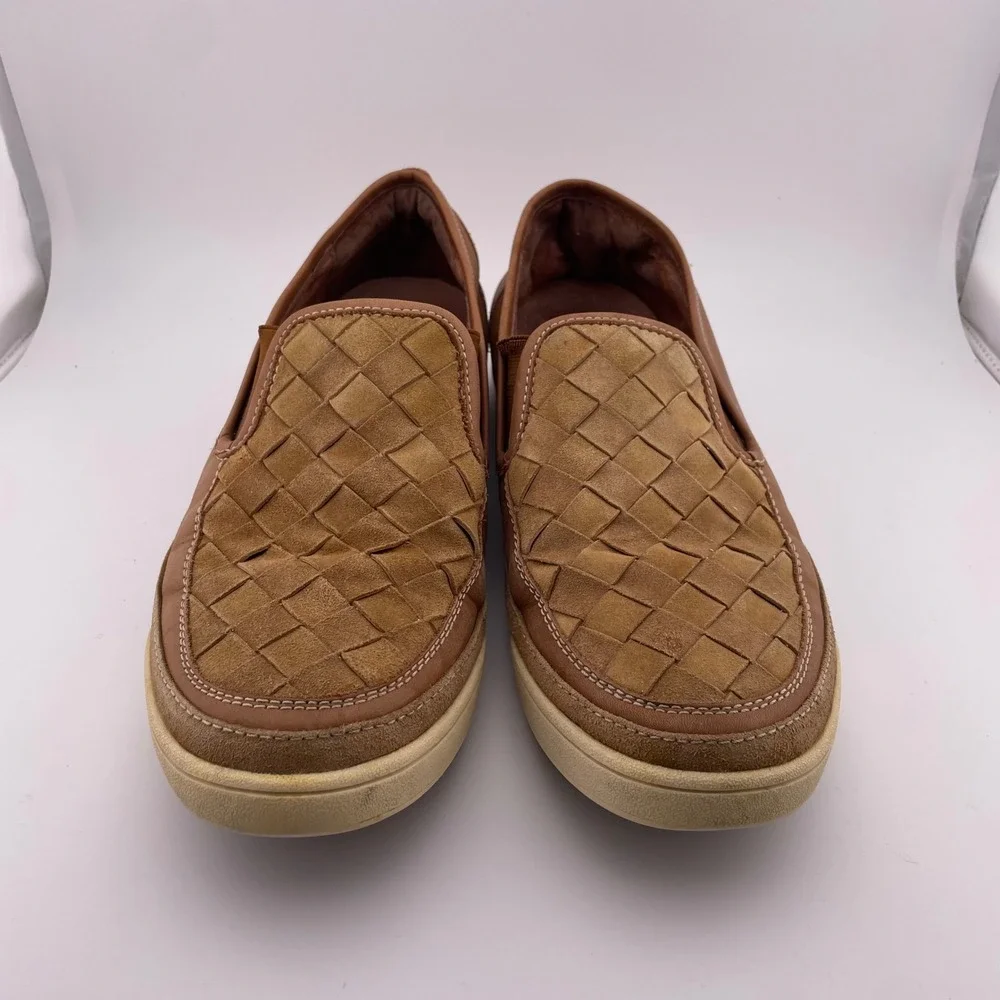Donald J‎ Pliner Sport Men's Brown Woven Leather Slip On Loafers Shoes Size 10